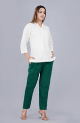 NATURAL WHITE LINEN SHORT KURTA - SKYTICK NATURAL WHITE LINEN SHORT KURTA - SKYTICK
