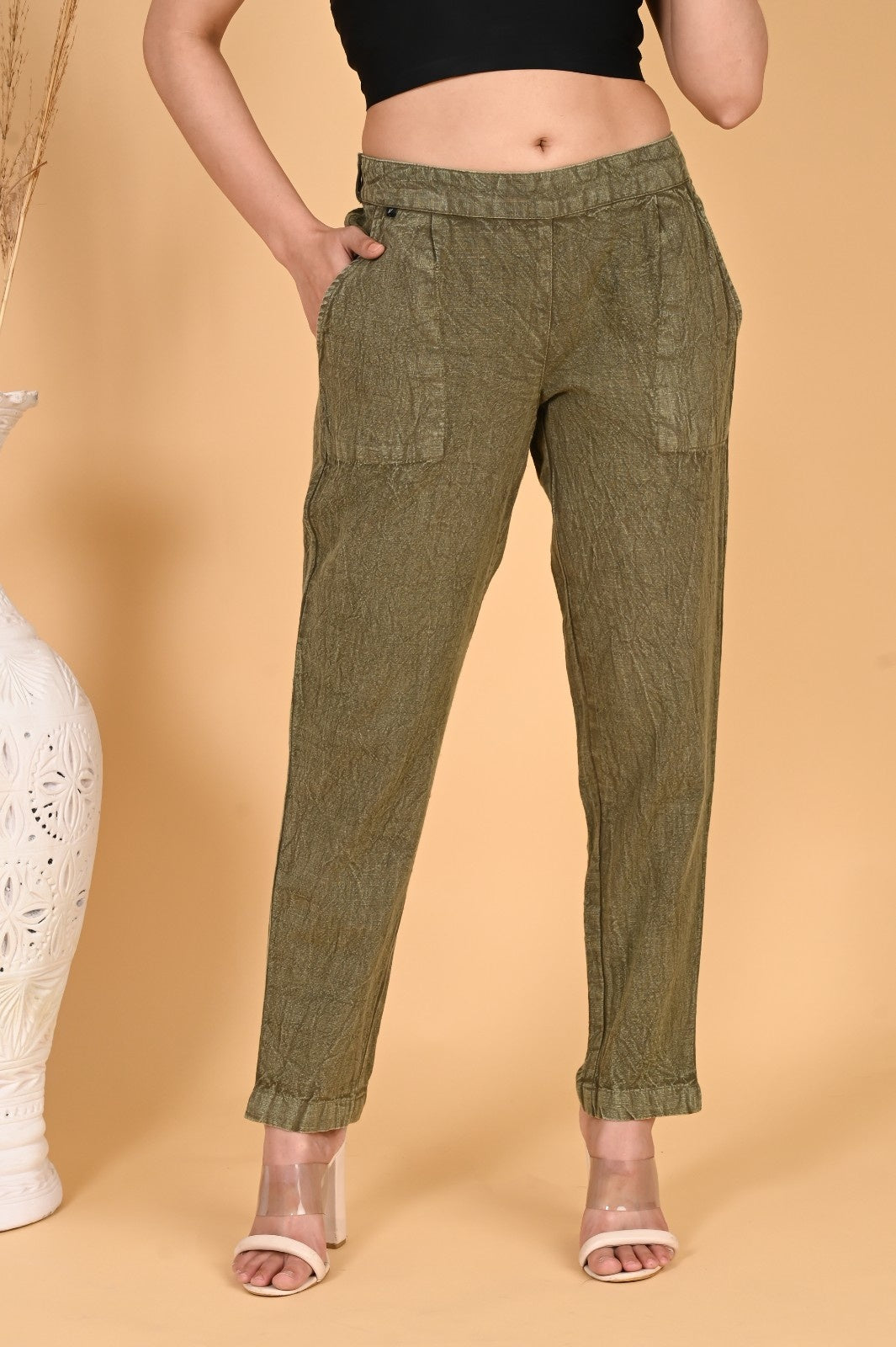 MAROON DENIM COTTON PANTS - SKYTICK MAROON DENIM COTTON PANTS - SKYTICK