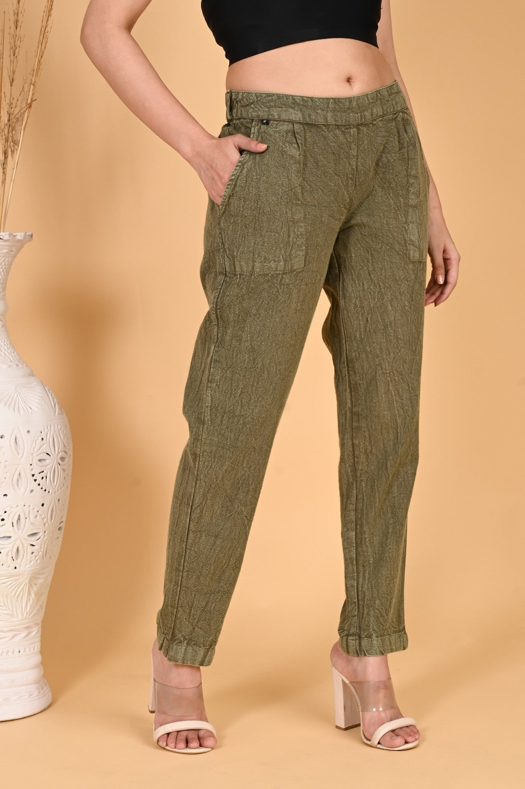 GREY DENIM COTTON PANTS - SKYTICK GREY DENIM COTTON PANTS - SKYTICK