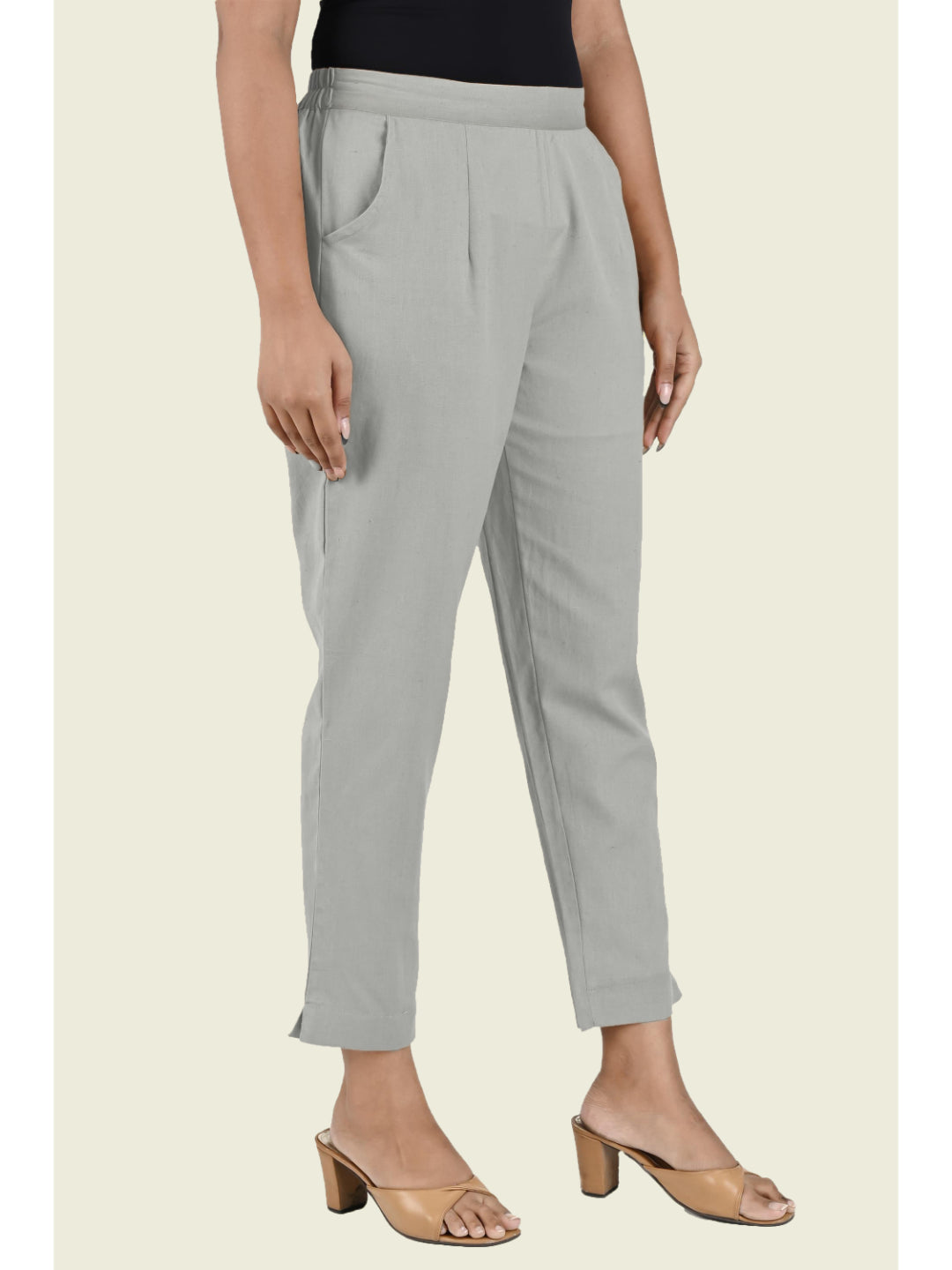 GREY COTTON PANTS - SKYTICK GREY COTTON PANTS - SKYTICK