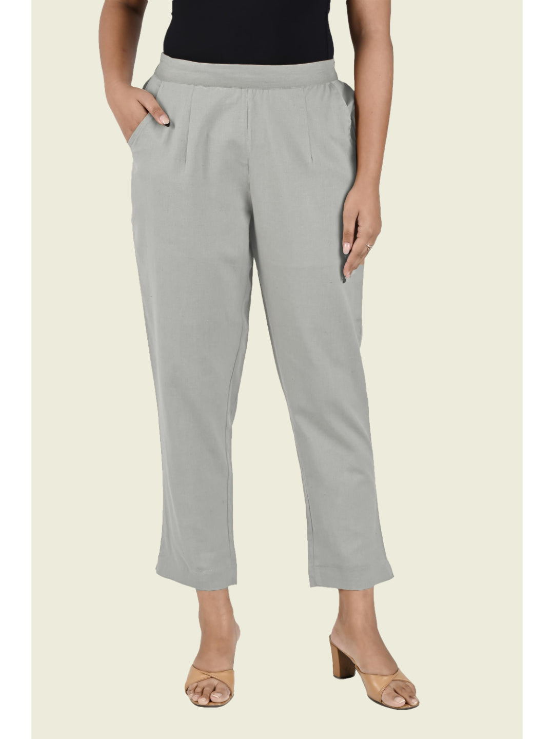 GREY COTTON PANTS - SKYTICK GREY COTTON PANTS - SKYTICK