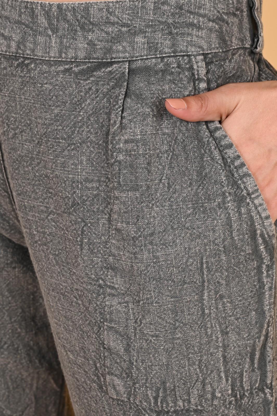 GREY DENIM COTTON PANTS - SKYTICK GREY DENIM COTTON PANTS - SKYTICK