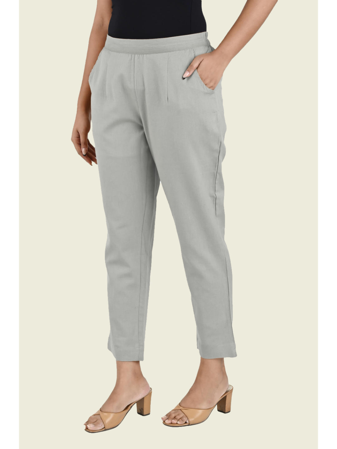 GREY COTTON PANTS - SKYTICK GREY COTTON PANTS - SKYTICK