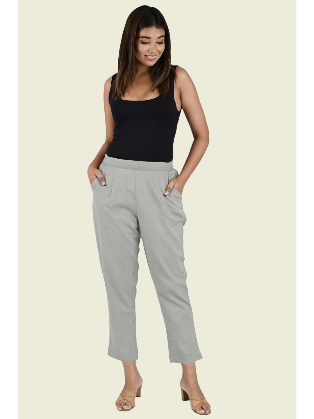 GREY COTTON PANTS - SKYTICK GREY COTTON PANTS - SKYTICK