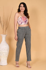 MAROON DENIM COTTON PANTS - SKYTICK MAROON DENIM COTTON PANTS - SKYTICK