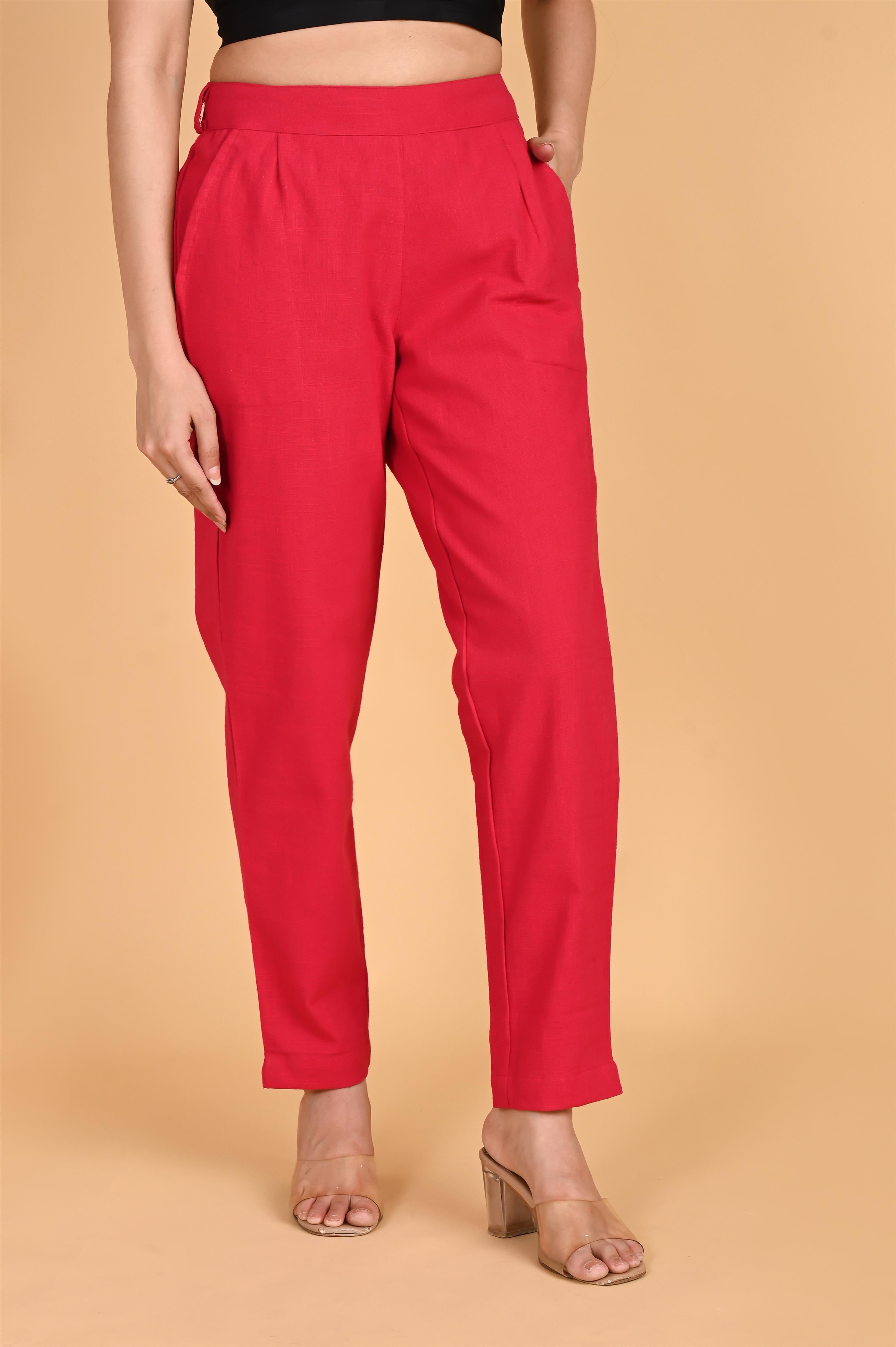RED CLASSIC COTTON PANTS - SKYTICK RED CLASSIC COTTON PANTS - SKYTICK