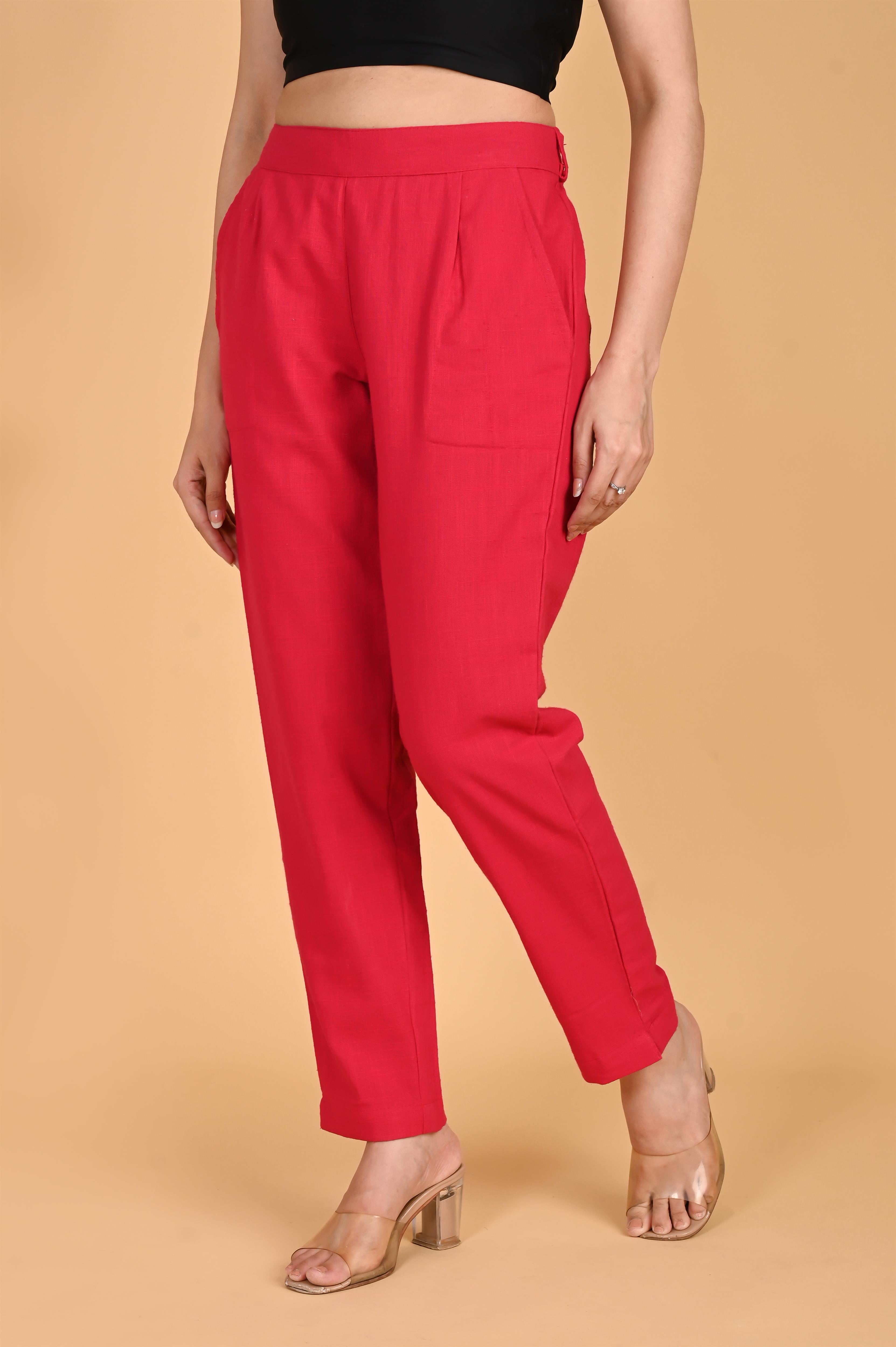 RED CLASSIC COTTON PANTS - SKYTICK RED CLASSIC COTTON PANTS - SKYTICK