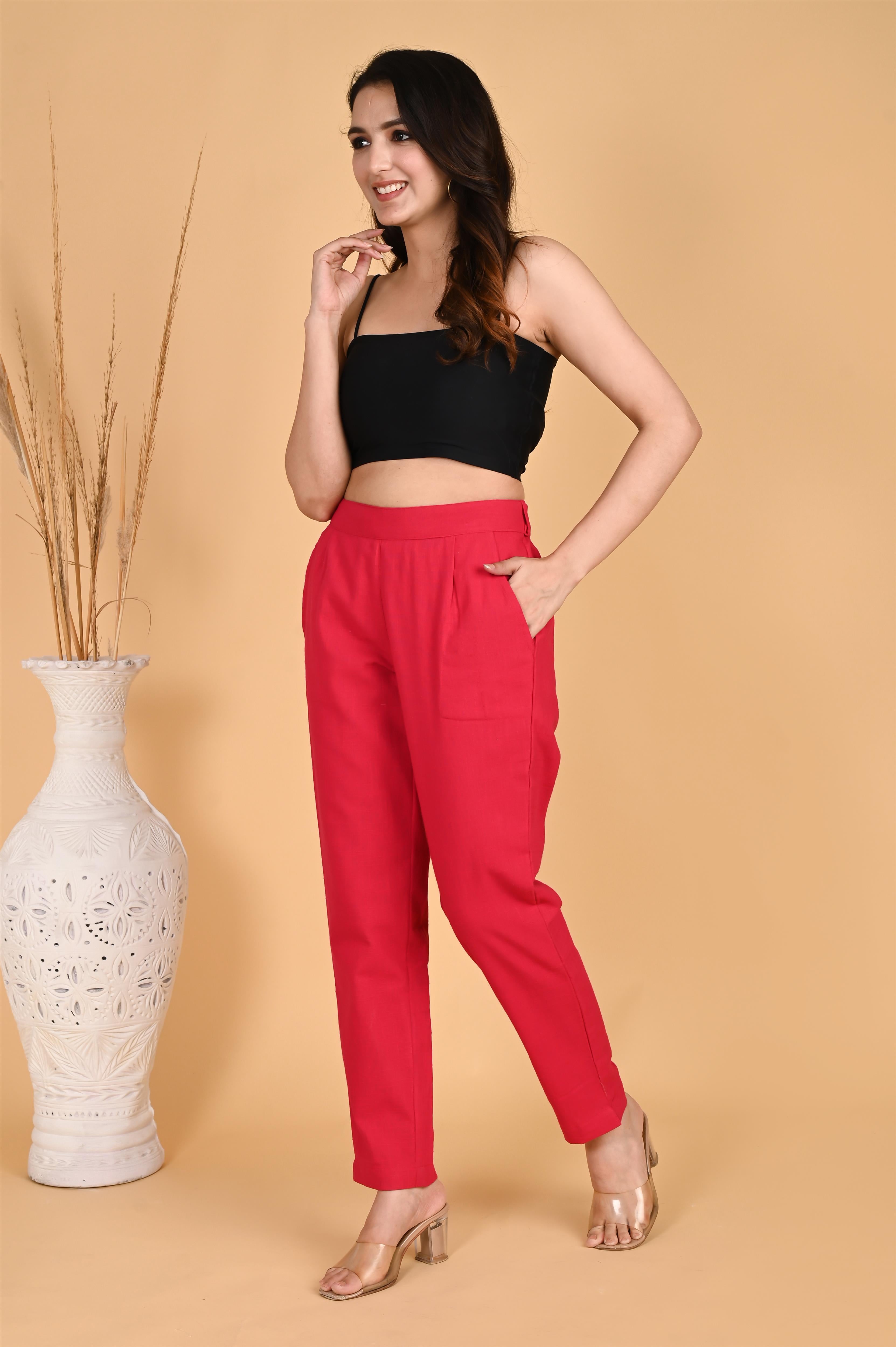 RED CLASSIC COTTON PANTS - SKYTICK RED CLASSIC COTTON PANTS - SKYTICK