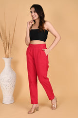 RED CLASSIC COTTON PANTS - SKYTICK RED CLASSIC COTTON PANTS - SKYTICK