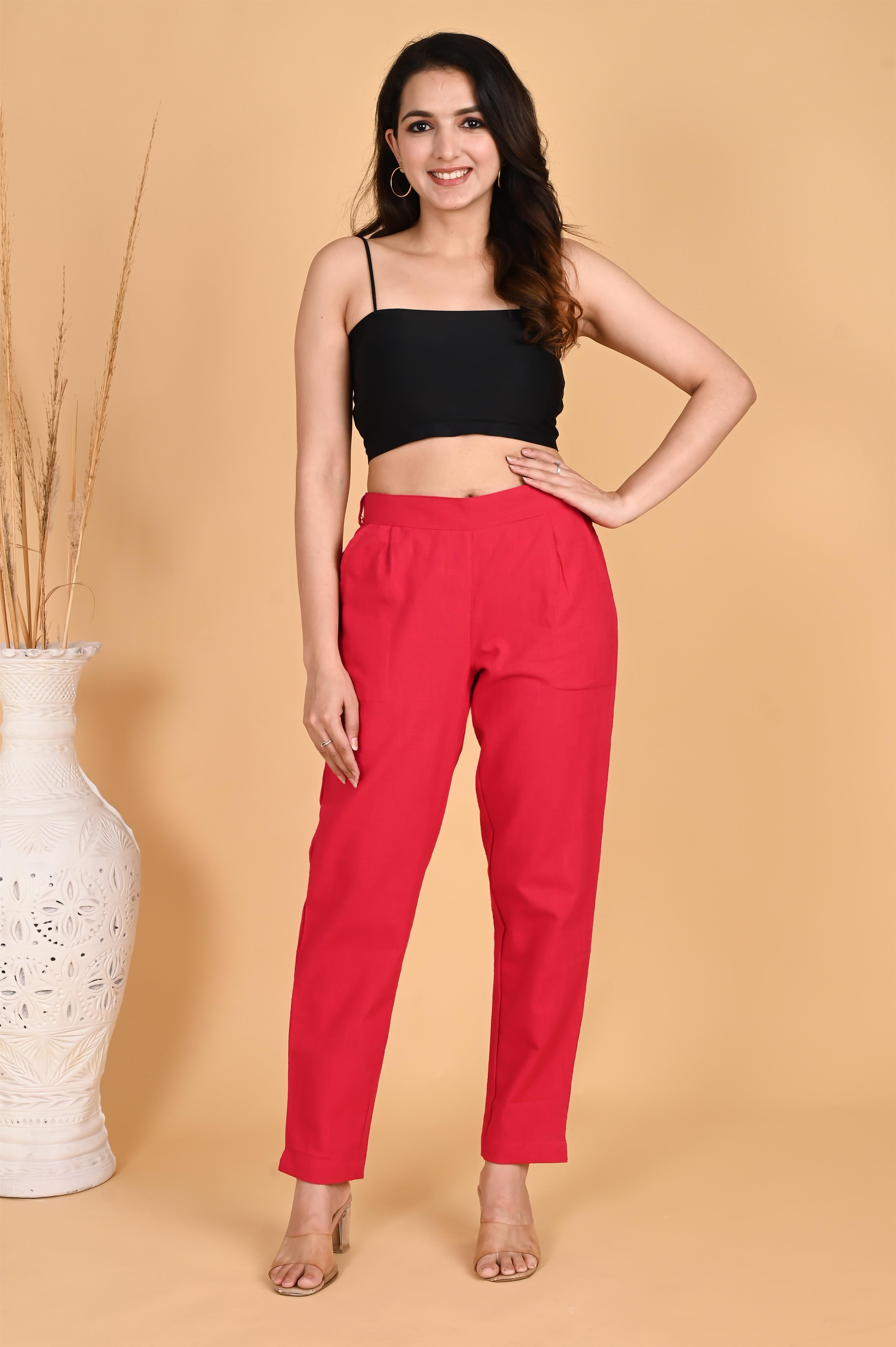RED CLASSIC COTTON PANTS - SKYTICK RED CLASSIC COTTON PANTS - SKYTICK