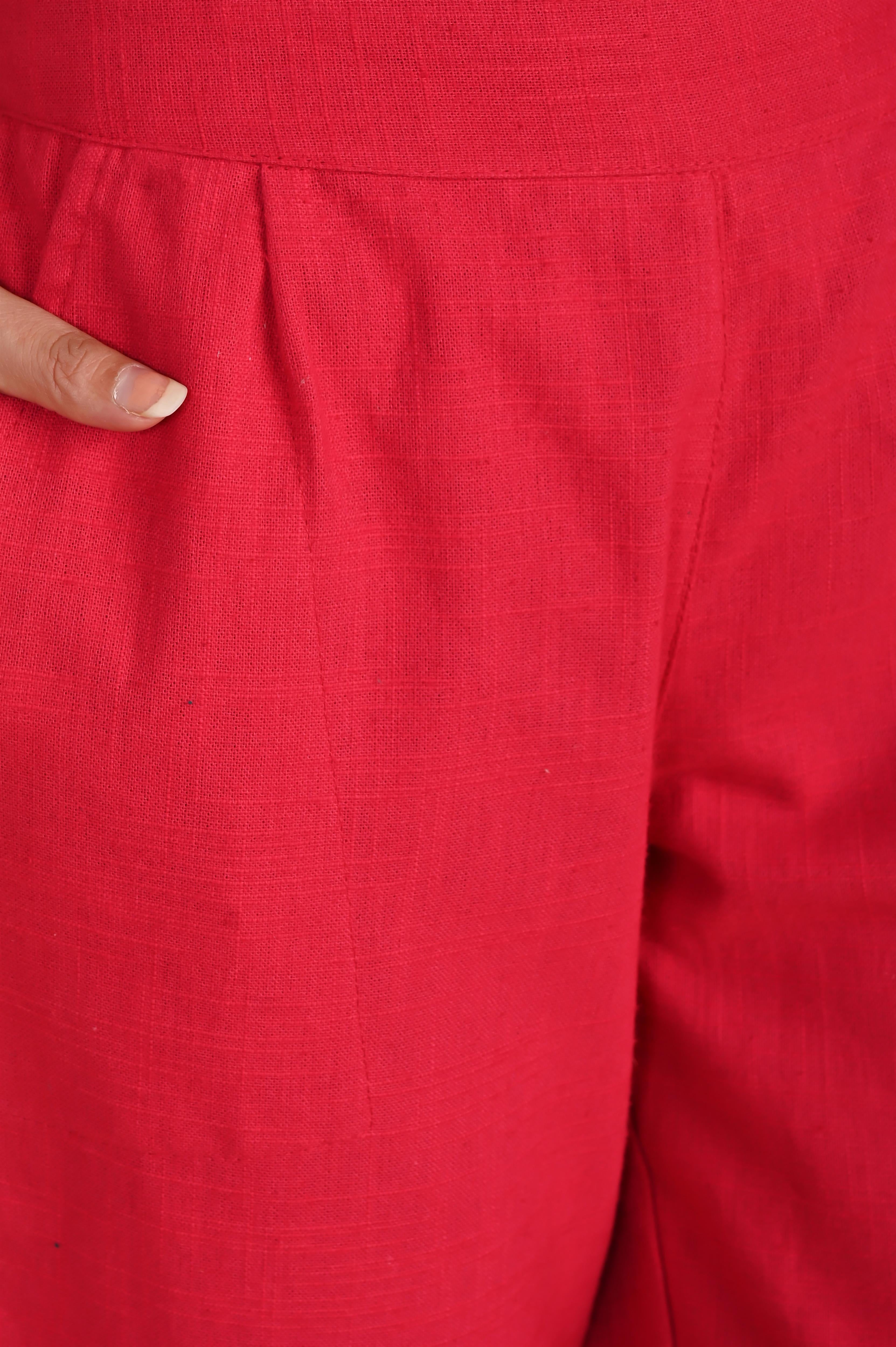 RED CLASSIC COTTON PANTS - SKYTICK RED CLASSIC COTTON PANTS - SKYTICK