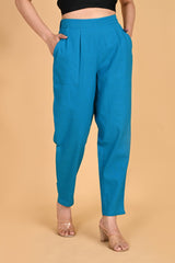 TURQUOISE CLASSIC COTTON PANTS - SKYTICK TURQUOISE CLASSIC COTTON PANTS - SKYTICK
