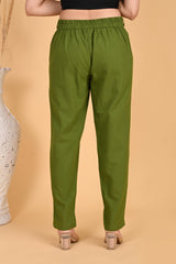 OLIVE GREEN CLASSIC COTTON PANTS - SKYTICK OLIVE GREEN CLASSIC COTTON PANTS - SKYTICK