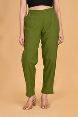 OLIVE GREEN CLASSIC COTTON PANTS - SKYTICK OLIVE GREEN CLASSIC COTTON PANTS - SKYTICK