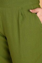 OLIVE GREEN CLASSIC COTTON PANTS - SKYTICK OLIVE GREEN CLASSIC COTTON PANTS - SKYTICK