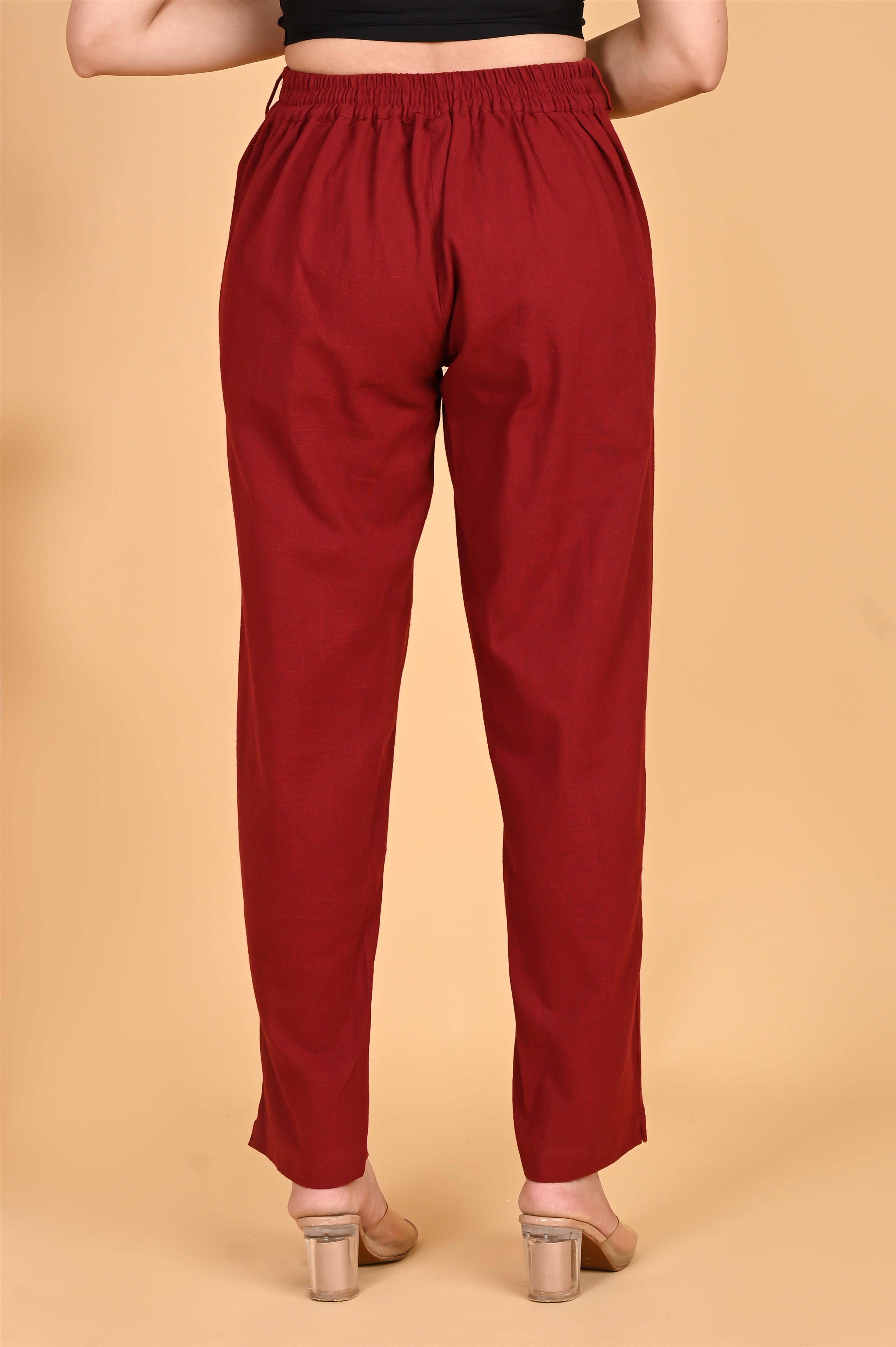 MAROON CLASSIC COTTON PANTS - SKYTICK MAROON CLASSIC COTTON PANTS - SKYTICK