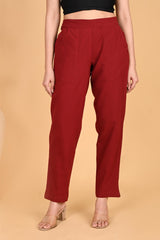 MAROON CLASSIC COTTON PANTS - SKYTICK MAROON CLASSIC COTTON PANTS - SKYTICK