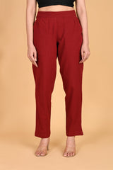 MAROON CLASSIC COTTON PANTS - SKYTICK MAROON CLASSIC COTTON PANTS - SKYTICK