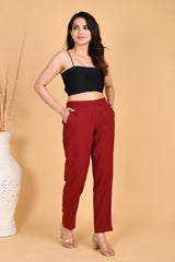 MAROON CLASSIC COTTON PANTS - SKYTICK MAROON CLASSIC COTTON PANTS - SKYTICK