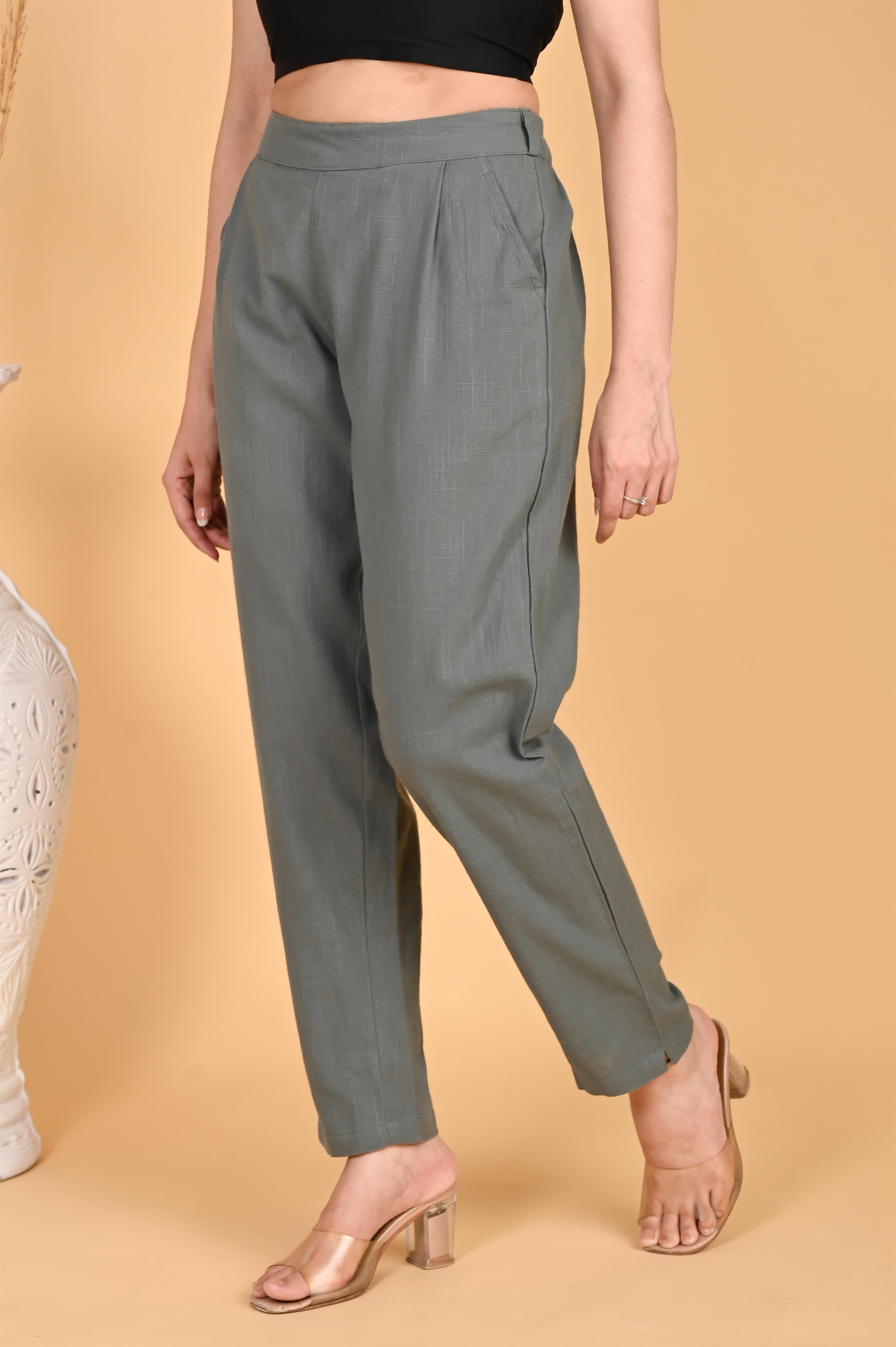 DARK GREY CLASSIC COTTON PANTS - SKYTICK DARK GREY CLASSIC COTTON PANTS - SKYTICK