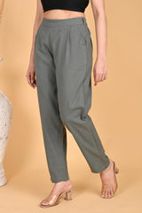 DARK GREY CLASSIC COTTON PANTS - SKYTICK DARK GREY CLASSIC COTTON PANTS - SKYTICK
