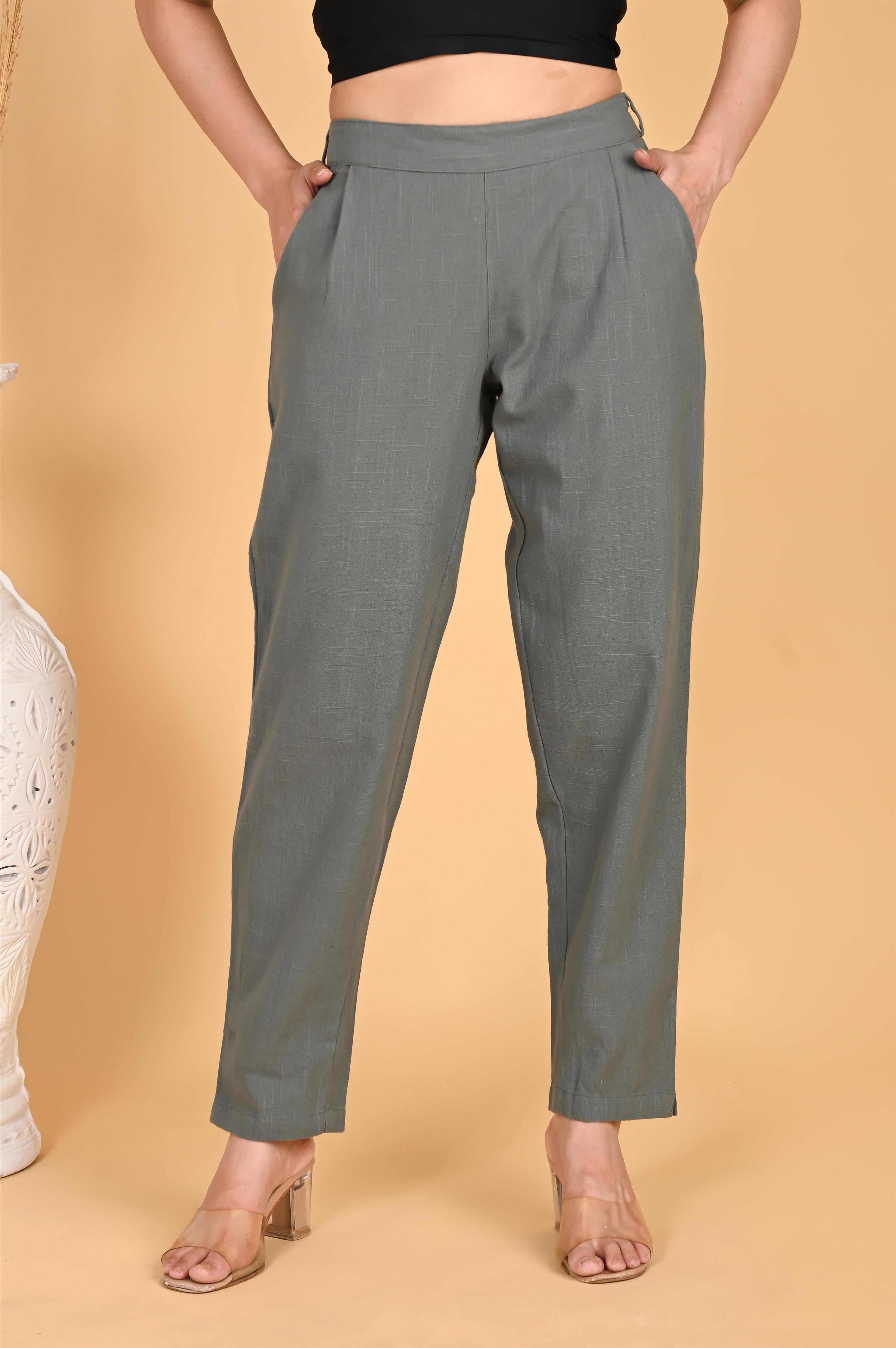 DARK GREY CLASSIC COTTON PANTS - SKYTICK DARK GREY CLASSIC COTTON PANTS - SKYTICK