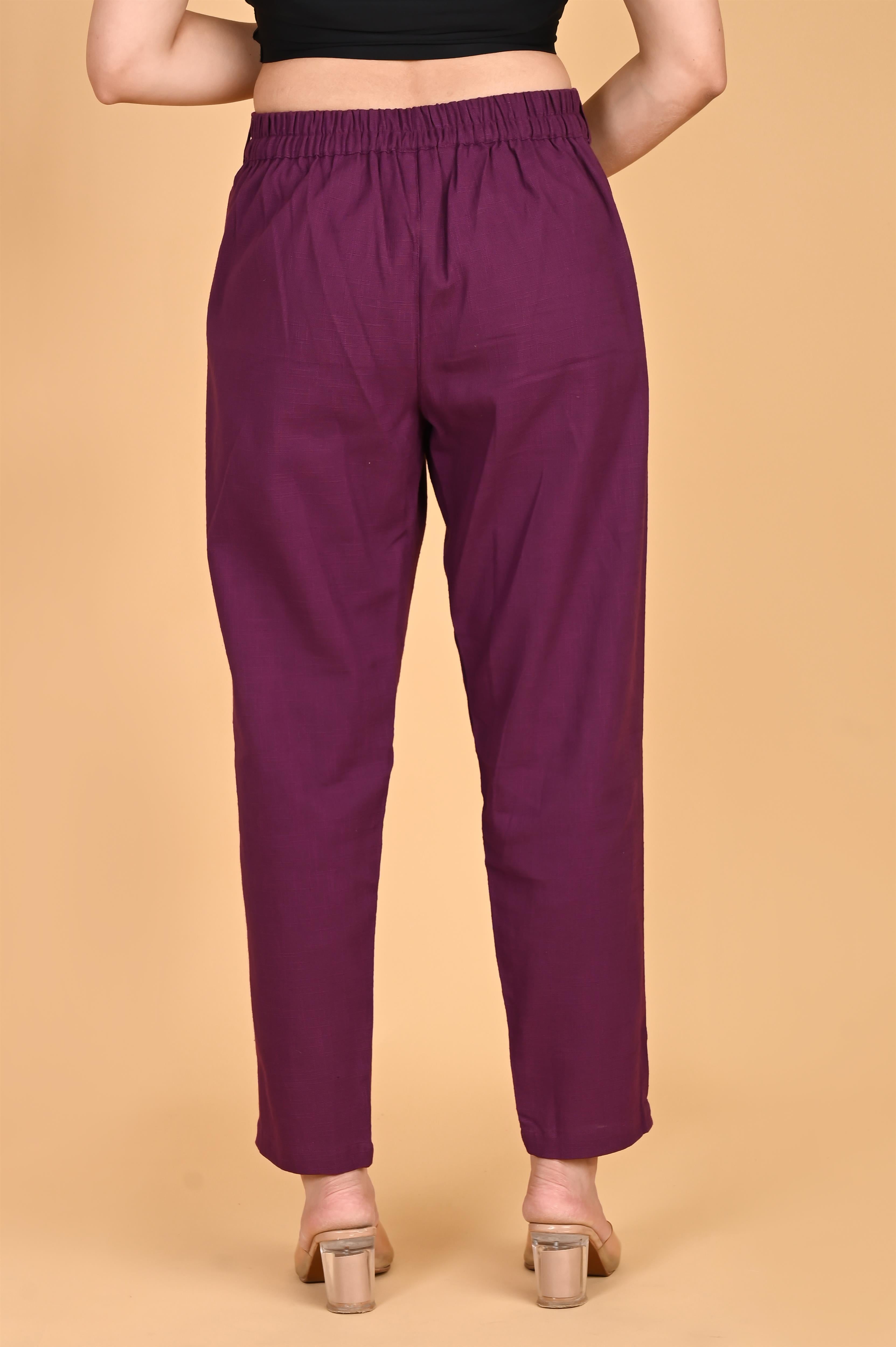 PURPLE CLASSIC COTTON PANTS - SKYTICK PURPLE CLASSIC COTTON PANTS - SKYTICK