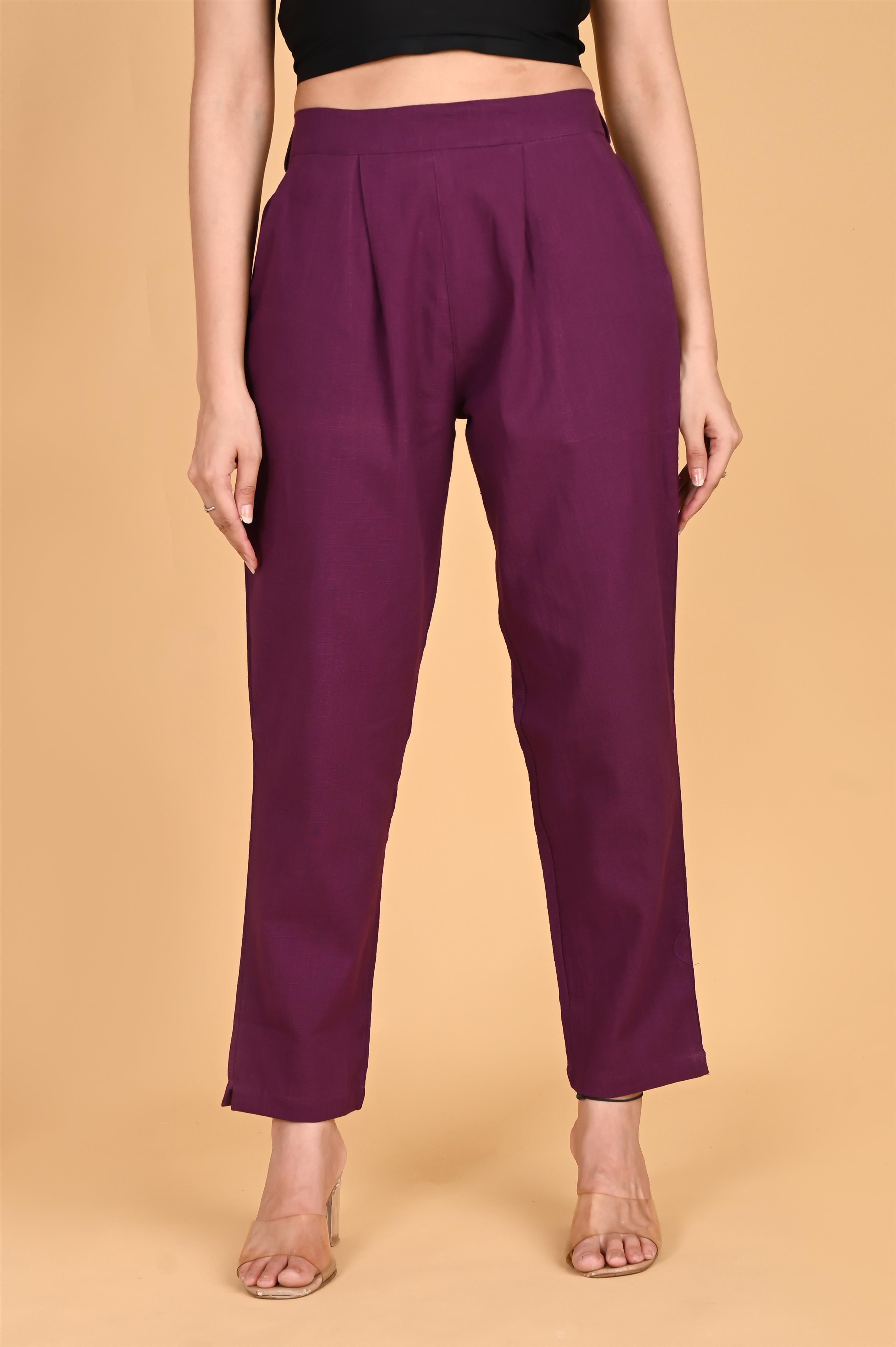 PURPLE CLASSIC COTTON PANTS - SKYTICK PURPLE CLASSIC COTTON PANTS - SKYTICK