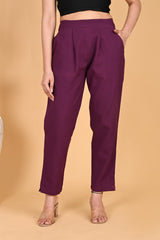 PURPLE CLASSIC COTTON PANTS - SKYTICK PURPLE CLASSIC COTTON PANTS - SKYTICK
