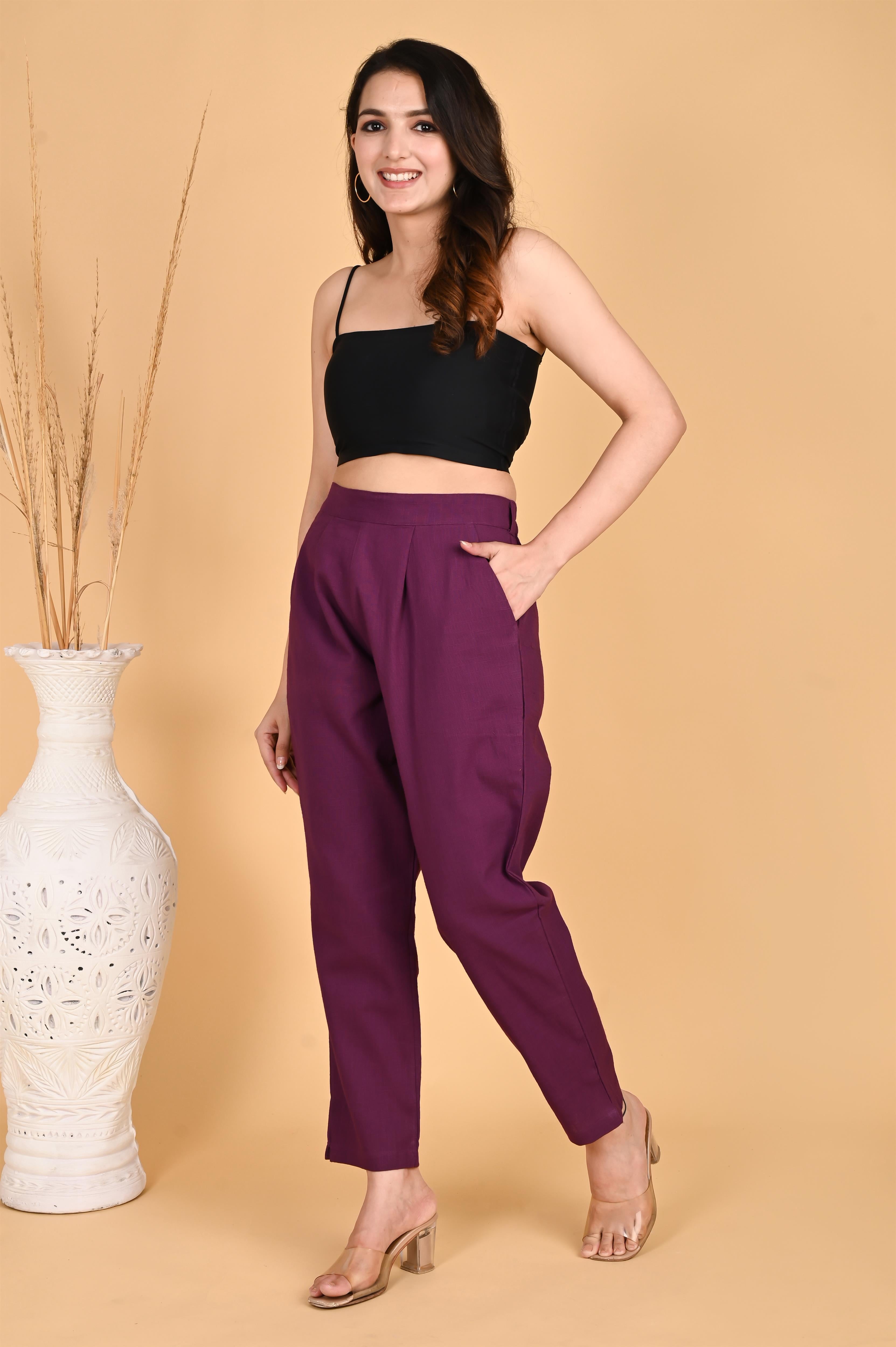 PURPLE CLASSIC COTTON PANTS - SKYTICK PURPLE CLASSIC COTTON PANTS - SKYTICK