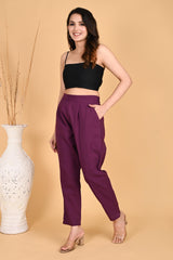 PURPLE CLASSIC COTTON PANTS - SKYTICK PURPLE CLASSIC COTTON PANTS - SKYTICK