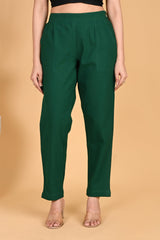 BOTTLE GREEN CLASSIC COTTON PANTS - SKYTICK BOTTLE GREEN CLASSIC COTTON PANTS - SKYTICK