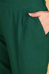 BOTTLE GREEN CLASSIC COTTON PANTS - SKYTICK BOTTLE GREEN CLASSIC COTTON PANTS - SKYTICK