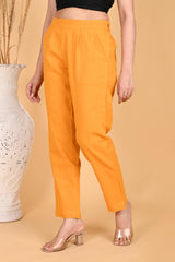 MUSTARD CLASSIC COTTON PANTS - SKYTICK MUSTARD CLASSIC COTTON PANTS - SKYTICK