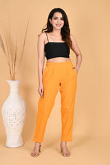 MUSTARD CLASSIC COTTON PANTS - SKYTICK MUSTARD CLASSIC COTTON PANTS - SKYTICK