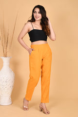 MUSTARD CLASSIC COTTON PANTS - SKYTICK MUSTARD CLASSIC COTTON PANTS - SKYTICK