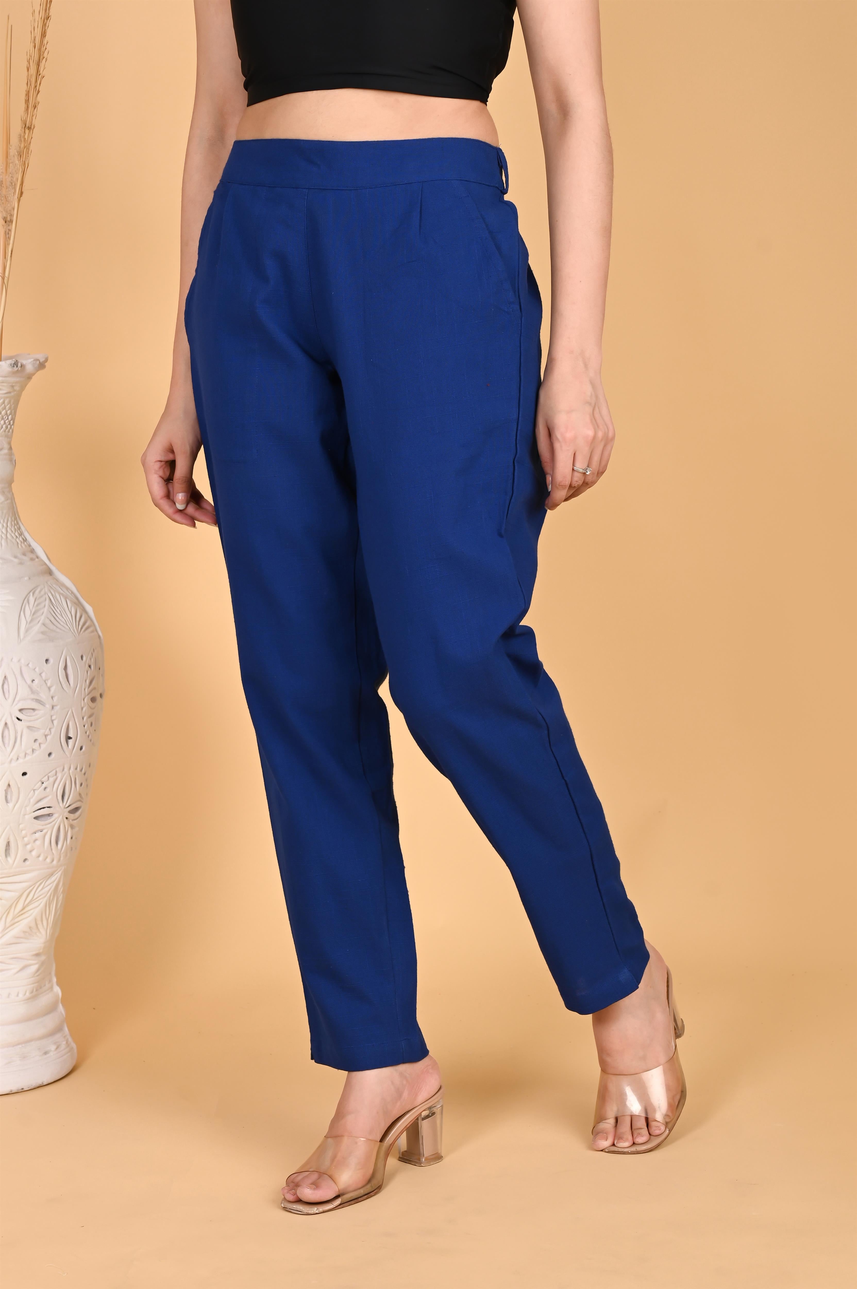 ROYAL BLUE CLASSIC COTTON PANTS - SKYTICK ROYAL BLUE CLASSIC COTTON PANTS - SKYTICK