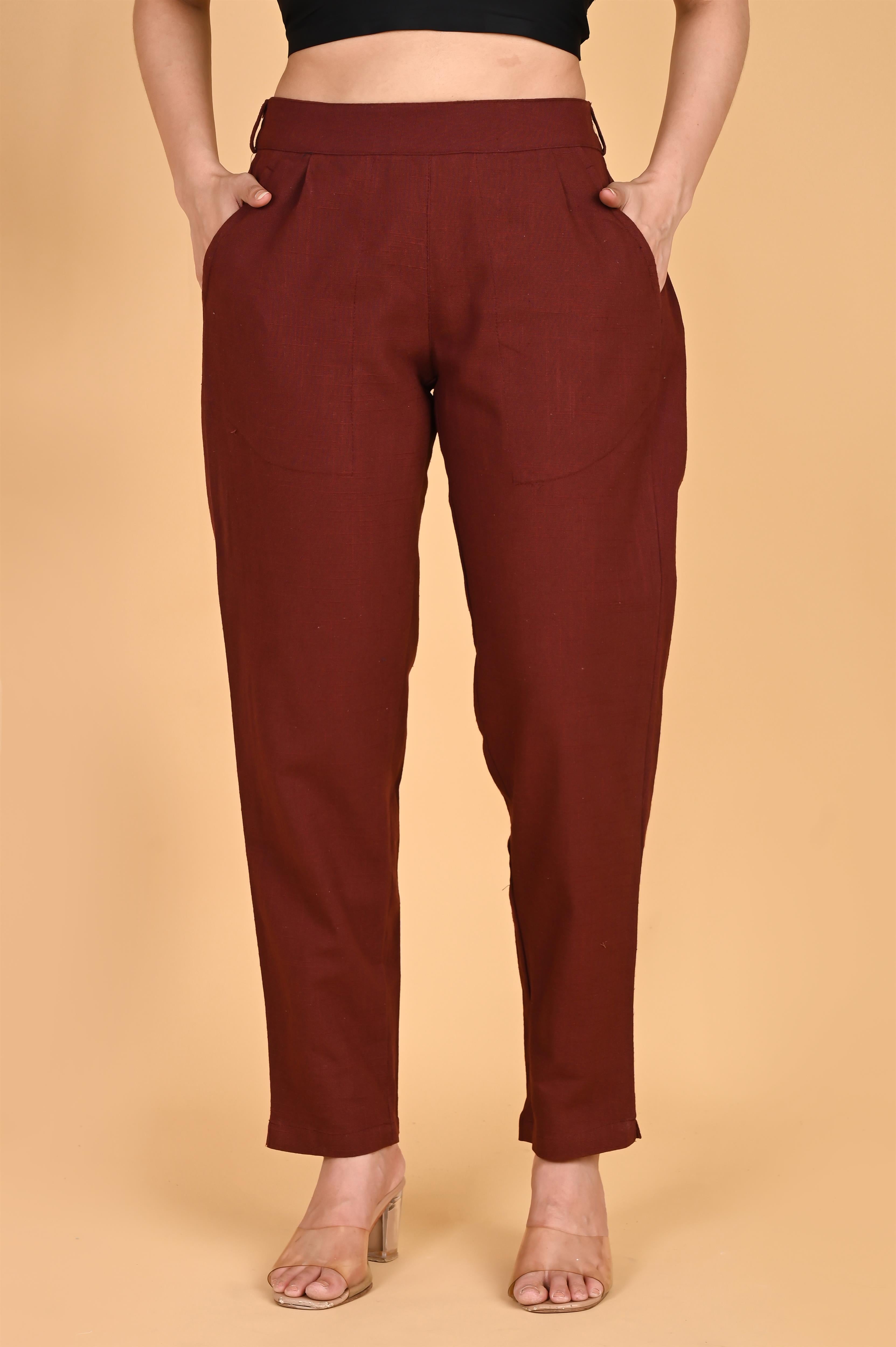 BURGUNDY CLASSIC COTTON PANTS - SKYTICK BURGUNDY CLASSIC COTTON PANTS - SKYTICK