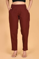 BURGUNDY CLASSIC COTTON PANTS - SKYTICK BURGUNDY CLASSIC COTTON PANTS - SKYTICK