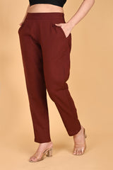 BURGUNDY CLASSIC COTTON PANTS - SKYTICK BURGUNDY CLASSIC COTTON PANTS - SKYTICK
