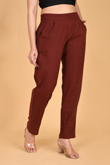 BURGUNDY CLASSIC COTTON PANTS - SKYTICK BURGUNDY CLASSIC COTTON PANTS - SKYTICK