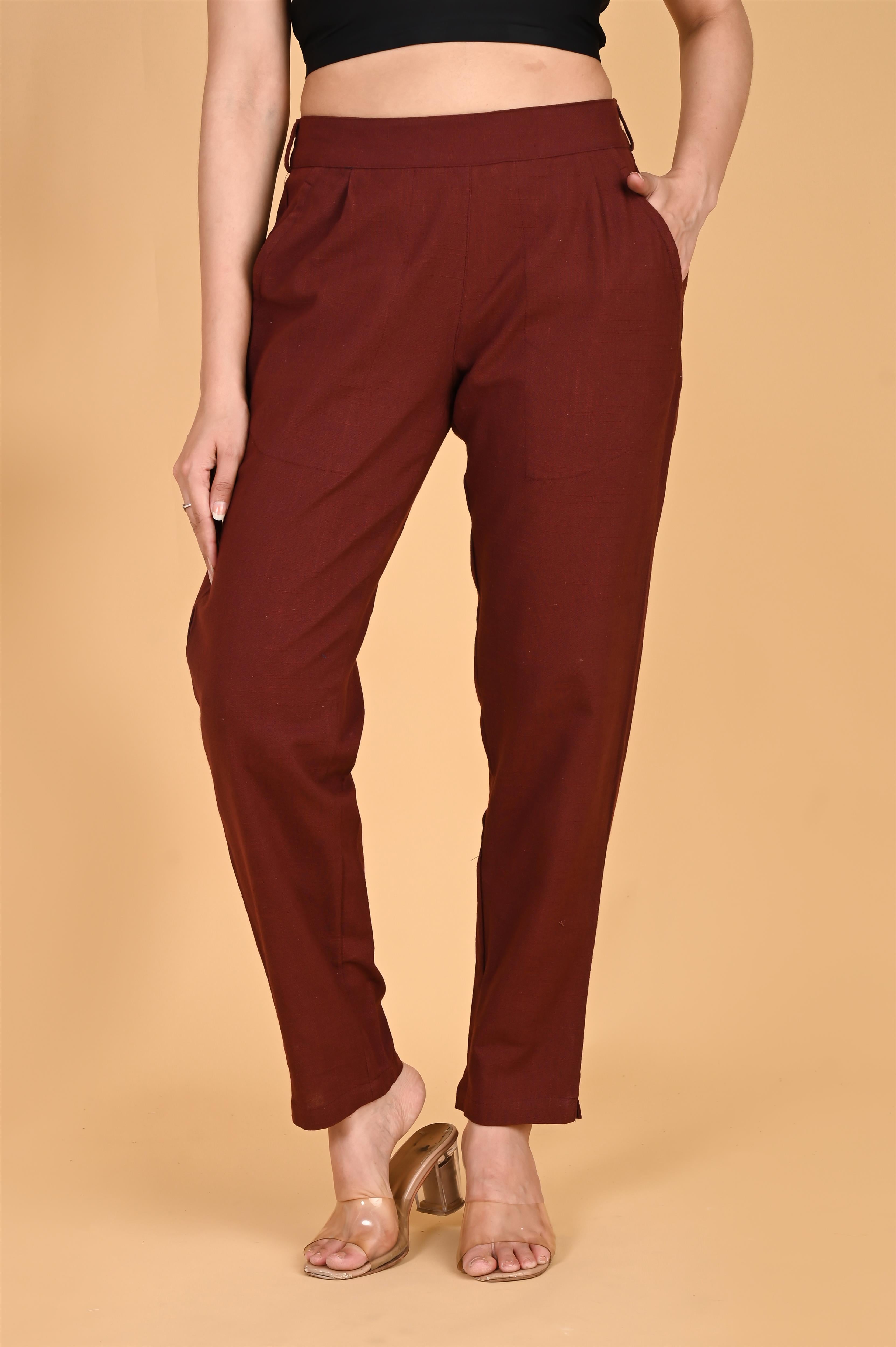 BURGUNDY CLASSIC COTTON PANTS - SKYTICK BURGUNDY CLASSIC COTTON PANTS - SKYTICK