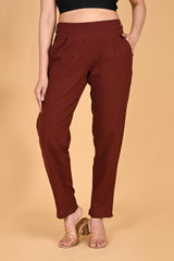 BURGUNDY CLASSIC COTTON PANTS - SKYTICK BURGUNDY CLASSIC COTTON PANTS - SKYTICK