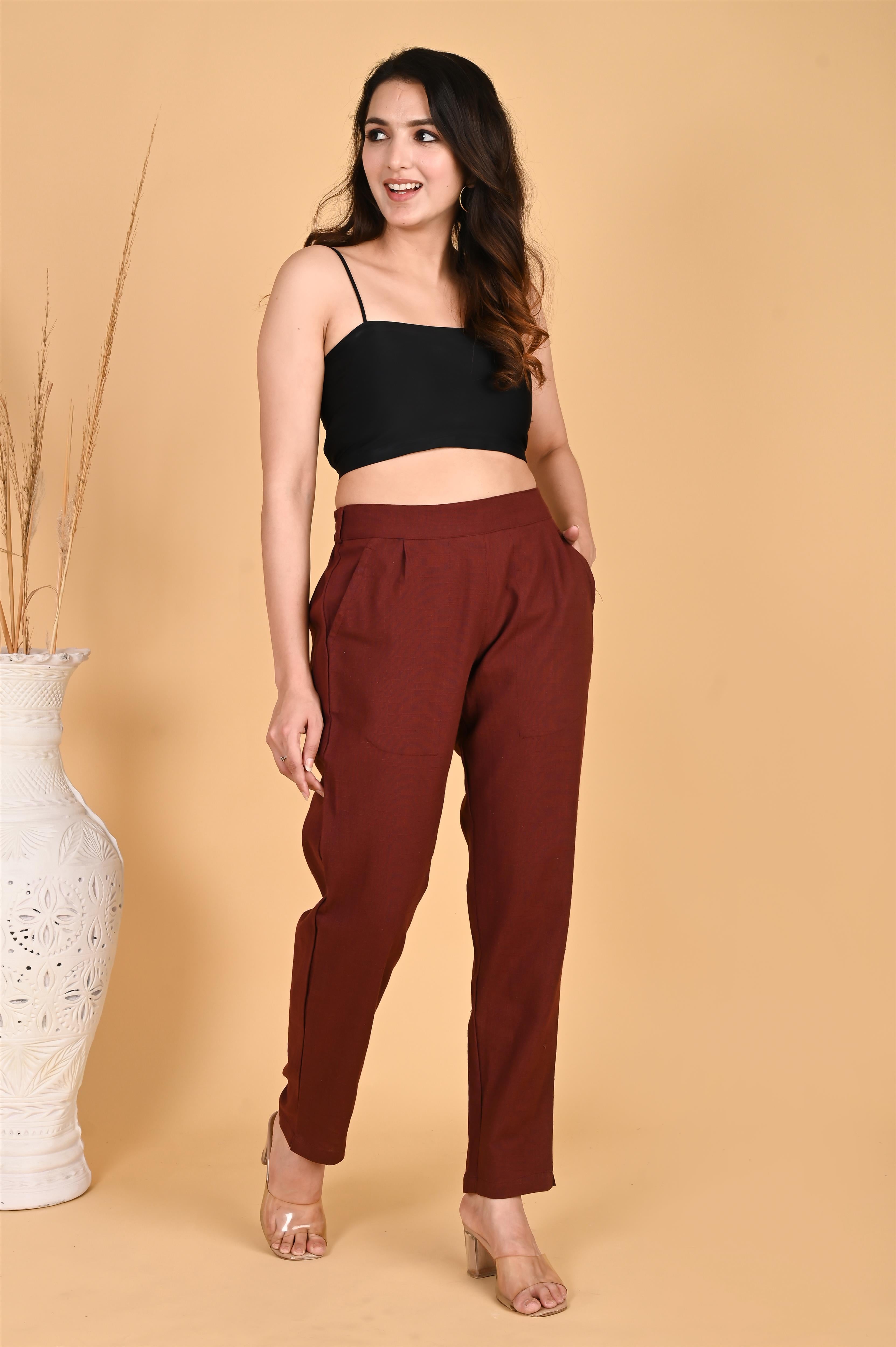 BURGUNDY CLASSIC COTTON PANTS - SKYTICK BURGUNDY CLASSIC COTTON PANTS - SKYTICK