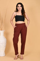 BURGUNDY CLASSIC COTTON PANTS - SKYTICK BURGUNDY CLASSIC COTTON PANTS - SKYTICK