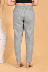 LIGHT GREY CLASSIC COTTON PANTS - SKYTICK LIGHT GREY CLASSIC COTTON PANTS - SKYTICK