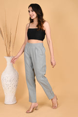 LIGHT GREY CLASSIC COTTON PANTS - SKYTICK LIGHT GREY CLASSIC COTTON PANTS - SKYTICK