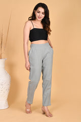 LIGHT GREY CLASSIC COTTON PANTS - SKYTICK LIGHT GREY CLASSIC COTTON PANTS - SKYTICK