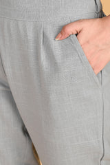 LIGHT GREY CLASSIC COTTON PANTS - SKYTICK LIGHT GREY CLASSIC COTTON PANTS - SKYTICK