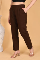 COFFEE BROWN CLASSIC COTTON PANTS COFFEE BROWN CLASSIC COTTON PANTS